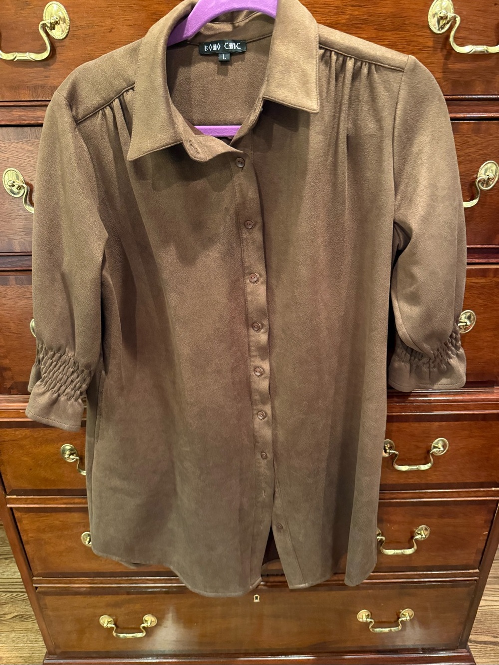 Boho Chic Faux Suede Dress Large